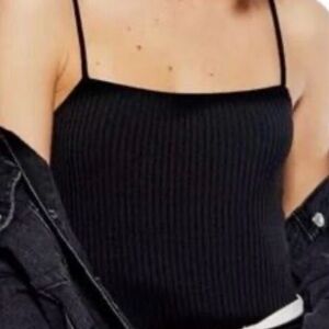 House of Harlow 1960 Black Ribbed Camisole